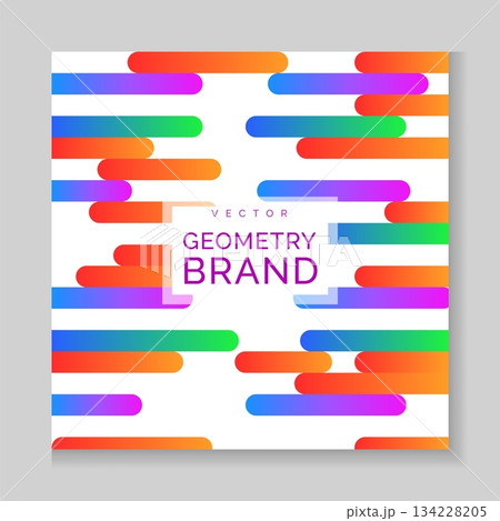 Geometry brand background. Abstract geometry for social media promo post. Square poster template. Different gradient lines. Colorful bright design. Vector isolated minimalistic business illustration 134228205