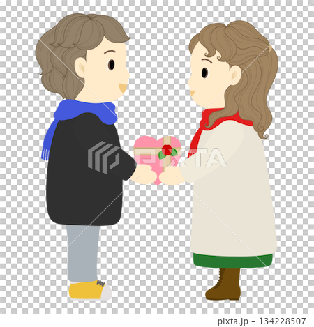 情人節_女子送禮物給男子 134228507