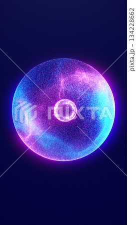 Vibrant glowing energy sphere with neon blue and pink particles forming a cosmic, futuristic orb on a dark background Vibrant glowing energy sphere with neon blue and pink particles forming a cosmic, futuristic orb on a dark background 134228662