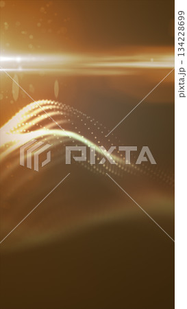 Abstract golden wave of glowing particles and light flares creating a warm futuristic energy flow 134228699