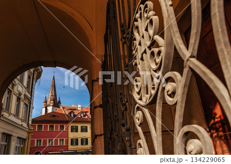 View of Sibiu Old Town through Archway View of Sibiu Old Town through Archway 134229065
