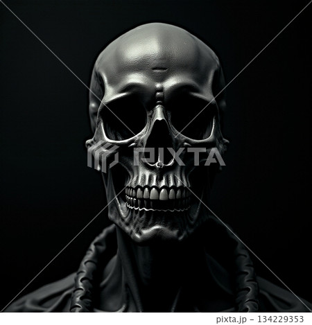 AI generated Mysterious gothic skull displayed with high contrast lighting and textured 134229353