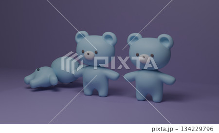 ゆめかわいい水色のテディベア 134229796