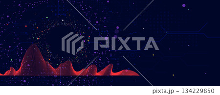 Technology and science banner or header. Connected neural cloud network 134229850