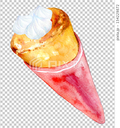水彩插畫，手繪插畫，焦糖布丁可麗餅，焦糖布丁可麗餅 134229872