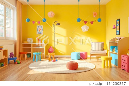 カラフルでポップな子供部屋 134230237