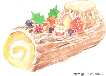 ブッシュドノエルの水彩イラスト ブッシュドノエルの水彩イラスト 134230667