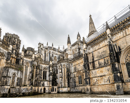 Batalha, Portugal - Mar 07, 2025: Monastery of Batalha is a Dominican convent in the civil parish of Batalha, Portugal Batalha, Portugal - Mar 07, 2025: Monastery of Batalha is a Dominican convent in the civil parish of Batalha, Portugal 134231054