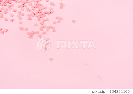 Pink background with tiny hearts. Valentine's day concept. Pink background with tiny hearts. Valentine's day concept. 134231169