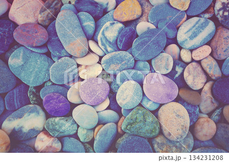 Natural vintage colorful pebbles background 134231208