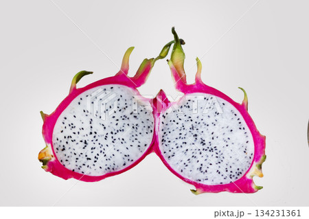 Pitaya or Dragon Fruit isolated against white background Pitaya or Dragon Fruit isolated against white background 134231361
