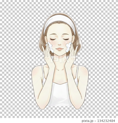 女人洗臉與泡沫 女人洗臉與泡沫 134232484