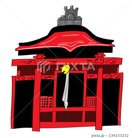 シンプルな神社の正面イラスト シンプルな神社の正面イラスト 134233252