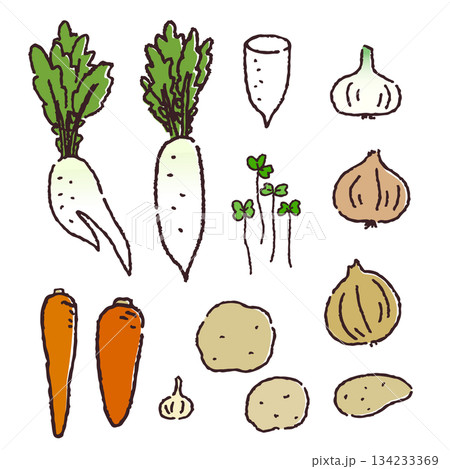 手描きの日常使いの野菜セット 手描きの日常使いの野菜セット 134233369