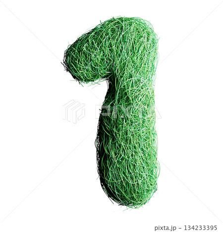 Eco Letter C Made of Green Grass Strands 134233395