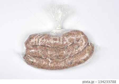 Packaged Raw Sausage for Freezing 134233788
