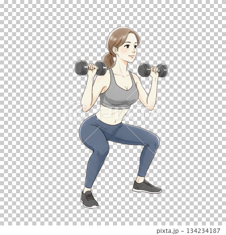 健身房啞鈴訓練女 134234187