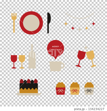 可愛的聖誕節食物和飲料插畫集 134234227