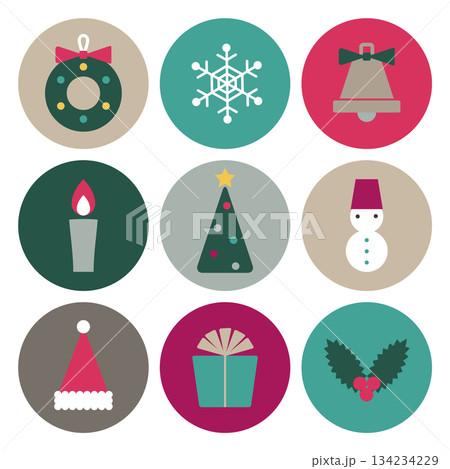 かわいいクリスマスのイラスト素材セット 134234229