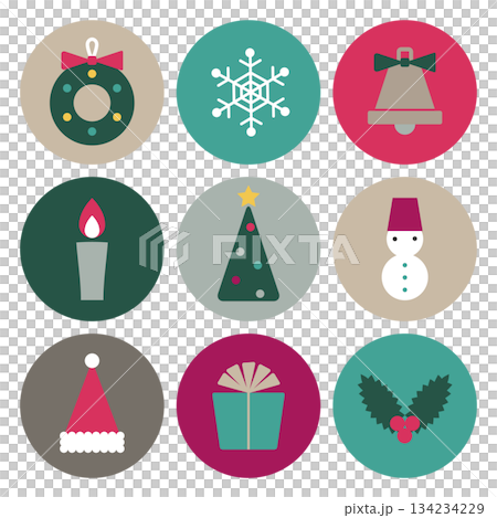 かわいいクリスマスのイラスト素材セット 134234229