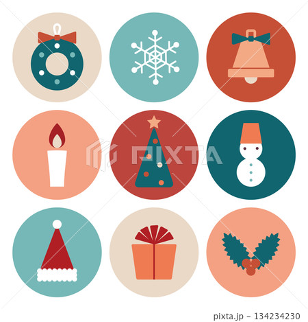 かわいいクリスマスのアイコンセット 134234230
