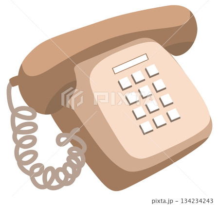 Vintage Push-Button Telephone Illustration 134234243