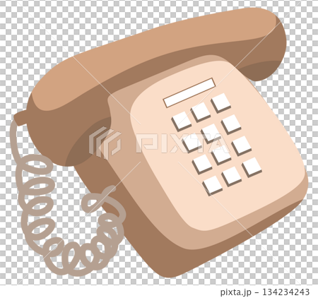 Vintage Push-Button Telephone Illustration 134234243