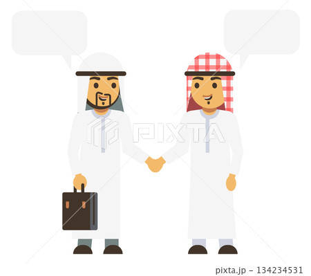 Two men shaking hands with one of them holding a briefcase 134234531