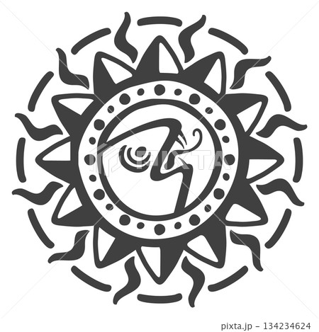 A black and white sun with a snake on it A black and white sun with a snake on it 134234624