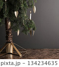 fir branches and fir tree on a black table 134234635