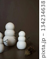 set of decorative snowmen with no faces in a row grey background copy space 134234638