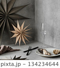festive christmas dining table with star shape decoration 134234644