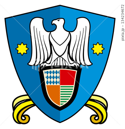 A blue shield with a white eagle on it A blue shield with a white eagle on it 134234672