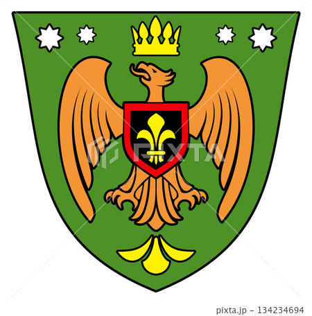 A green shield with an eagle on it 134234694
