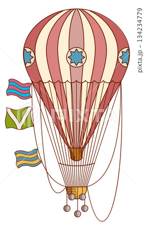 A hot air balloon with a flag and a star on it 134234779