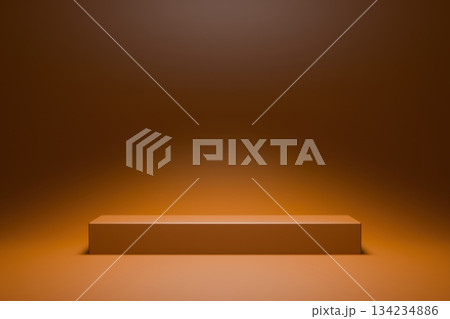 Empty 3D studio corner background in warm terracotta and brown tones 134234886