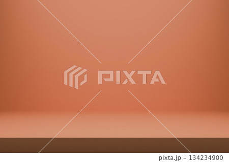 Empty 3D studio background in a deep, warm orange-red color Empty 3D studio background in a deep, warm orange-red color 134234900