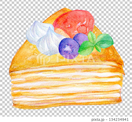 Watercolor illustration, hand-drawn illustration, mille crepes 134234941