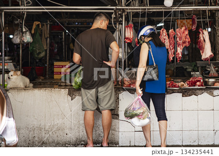 Wet Market Meat Stall in Saigon, Vietnam 134235441