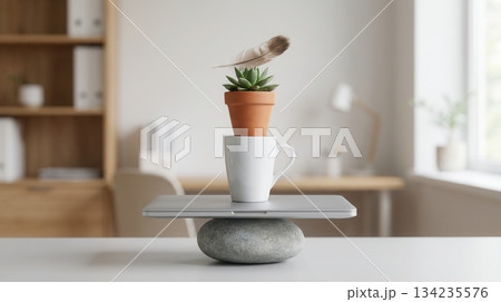 Surreal Gravity Defying Office Objects Balance Art 134235576