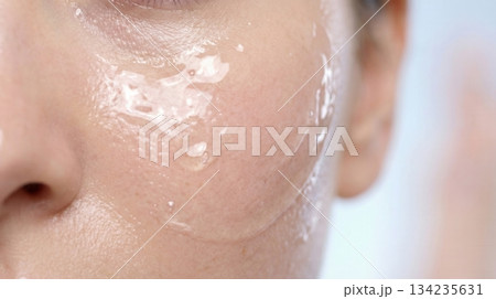 Deep Hydration Moisture Barrier On Female Face Glass Skin Look 134235631