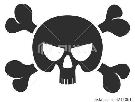 A skull with two large black horns and two smaller horns A skull with two large black horns and two smaller horns 134236061