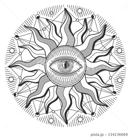 A sun with a large eye in the center 134236069