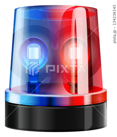 A blue and red police light with a black base A blue and red police light with a black base 134236145