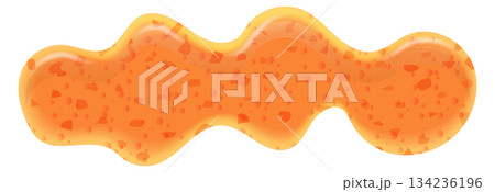 A blob of orange liquid with a white background 134236196