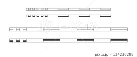 Map ruler or scale bar divided into parts. Distance measurement charts templates. Cartography graphic element isolated on white background 134236299