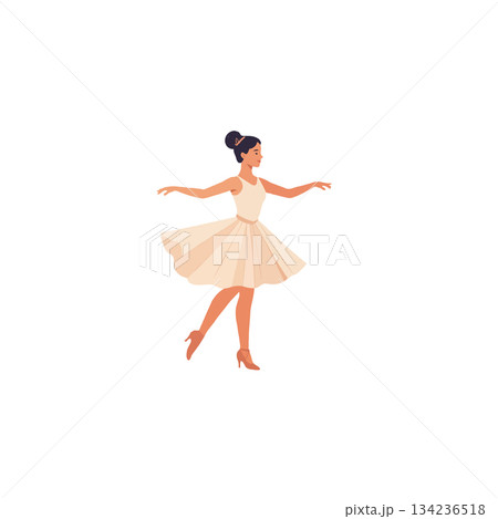 Elegant woman gracefully striking a poised ballet position showcasing artistry and beauty in Elegant woman gracefully striking a poised ballet position showcasing artistry and beauty in 134236518