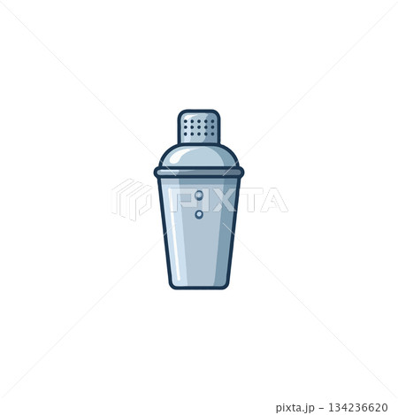 Elegant cocktail shaker design exhibiting the art of mixology for home bar use and professional 134236620