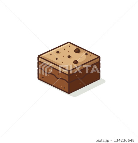 Isometric square brownie dessert illustration providing sweet enjoyment and delightful 134236649