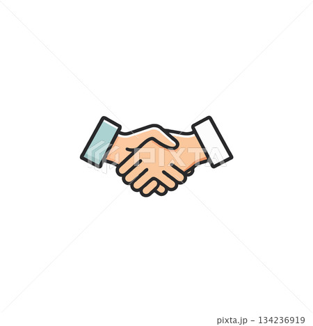 Illustration of a handshake signifying collaboration partnership deal agreement connection unity Illustration of a handshake signifying collaboration partnership deal agreement connection unity 134236919